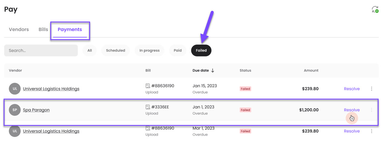 payments tab-select the failed payment- click resolve.jpg