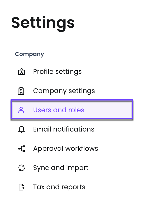 Settings- User and roles