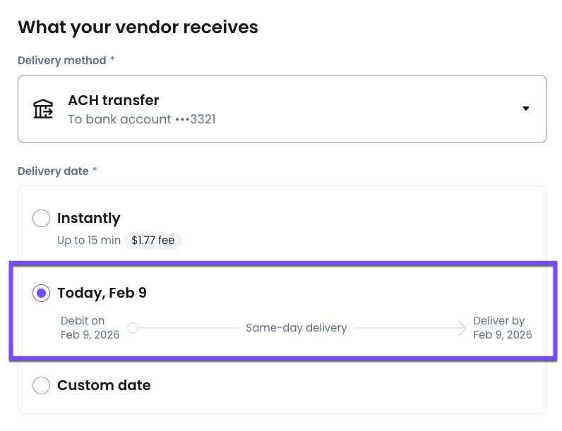 Confirming the same-day ACH transfer