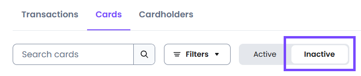 Cards tab