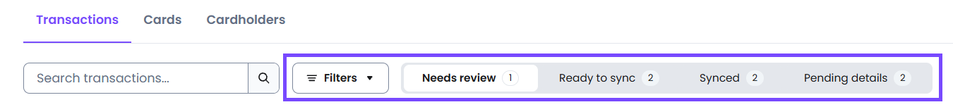 transactions tab