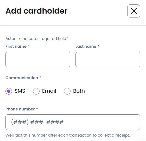 Add cardholder information
