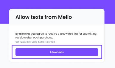 Allowing expense management texts from Melio