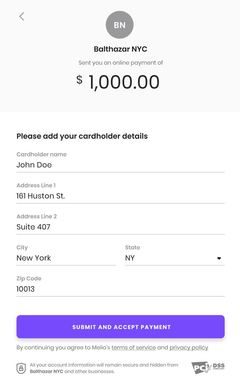 Submitting an instant payment