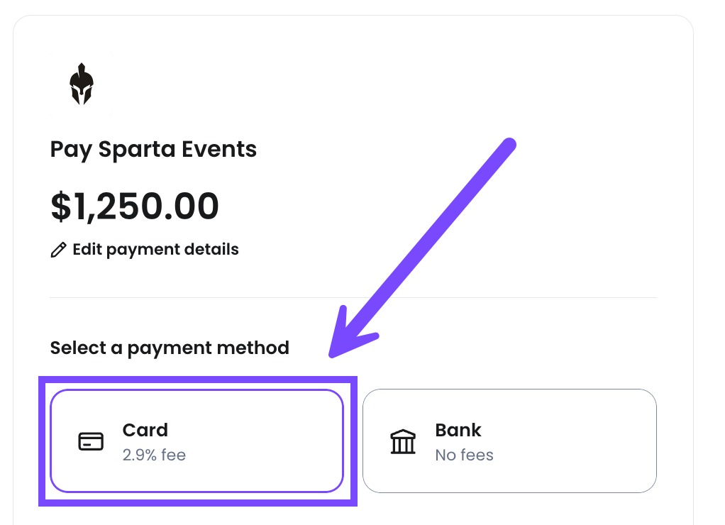 Choose how you would like to make the payment so you can enter the necessary details.