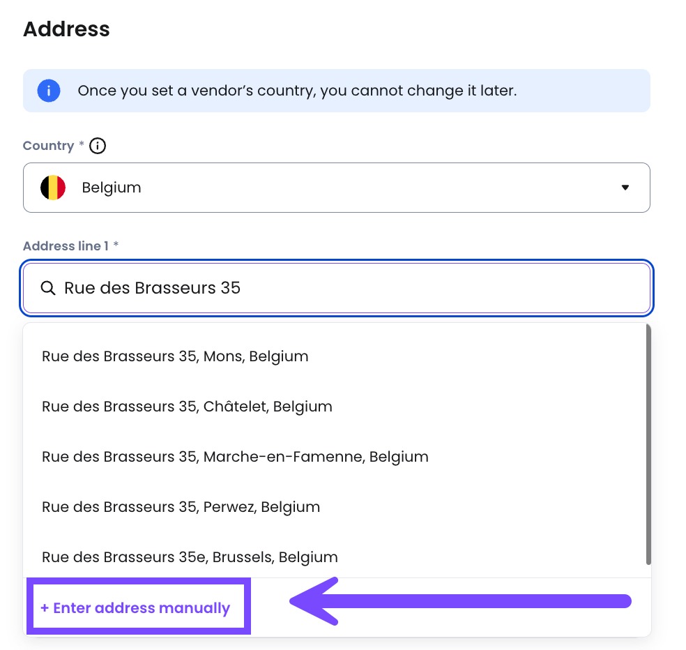 You can only add an address of supported countries Melio can send payments to.