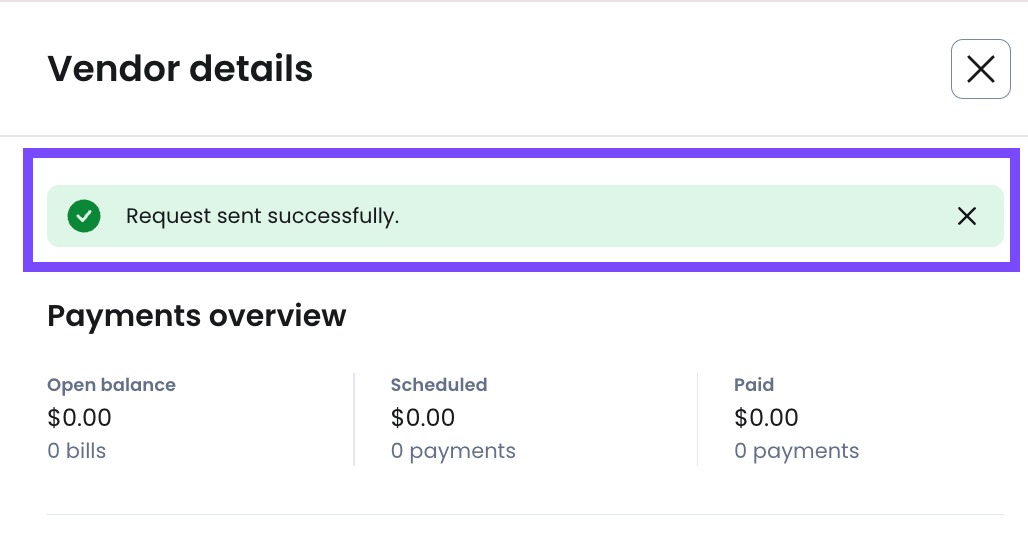 A confirmation banner will confirm the action was successful.